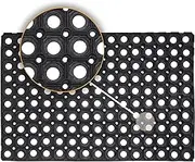Rubber Hollow Mat Outdoor Anti Fatigue Non Slip Drainage Black Door Mat Light Weight Washable Large Ramp Mat Entrance Thick Children Playground Garden Floor Matting (40 X 60 CM)