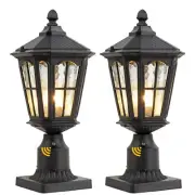 Dusk to Dawn Post Light Outdoor 2 Pack, 17''H Outdoor Lamp Post Light with Pi...