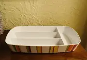Pier 1 Striped 13 x 8 1/2" Melamine 4 Section Utensil Holder Tray New With Tags