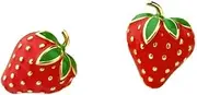 [Fuqimanman2020] Cute Strawberry Stud Earrings Fruits Small Stud Earrings Red Enamel Lifelike Strawberry Earrings Summer Birthday Jewelry Gifts for Girls