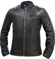 Men's Real Leather Jacket Biker Motorcycle Cafe Racer Vintage Retro Bomber Winter Black Genuine Leather Jacket