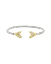 Juvell 18K Two-Tone Plated CZ Twisted Cable Bangle