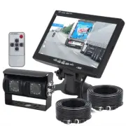 7" Monitor 4 PIN Dual Head Rear View Reversing Cameras 2x 15m 12-24v For Caravan