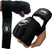 POWER OF BOXING Gel Boxing Wraps, Hand Wraps Boxing Inner Gloves with 95cm long Wrist Straps, Boxing Hand Wraps Men, Women & Kids for Martial Arts MMA, Muay Thai, Kickboxing (Polyester, Black)