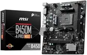 MSI B450M-A PRO MAX II ProSeries Motherboard (mATX, Supports AMD 5000/4000/3000/2000/1000 Series AM4 Processors, M.2, SATA 6G, USB 3.2 Gen 1, DDR4, HDMI/DVI, 2.5Gbps LAN)