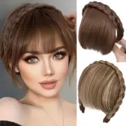Straight Bangs Clip Headband Braided Dress Up Wigs Women Front Fringe Bangs Hair