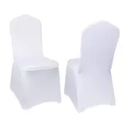 Chair Cover White Polyester Spandex Banquet Chair Covers Slipcover Flat Front...
