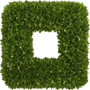 17" Tea Leaf Square Wreath UV Resistant Artificial Plant, Green