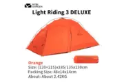 MOBI GARDEN Qingqi 3 DELUX Camping Tent Trekking Ultralight 2.4KG 3 Person 2 Layers Backpacking Hiking Travel Folding Portable - ORANGE
