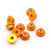 10pcs M2 Flange Locking Hex Nuts Nylon Insert Anodized Aluminum (Orange)
