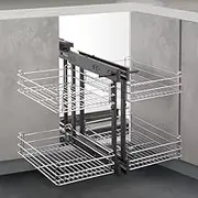 Height Adjustable Corner Cabinet with Pull Out Shelf Soft Closing Double Layer Design 800 900mm Storage Space