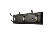 FantasHome 16" Bella Wall Mounted Hook Rack with 6 Hooks - Black/Silver