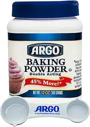 Argo Measuring Spoon & Argo Double Acting Baking Powder, 12 Ounce Resealable Plastic Container