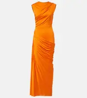 [McQueen] McQueen Draped silk jersey maxi dress AU 4 orange