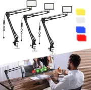 3 Packs 70 LED Video Conference Lighting with C Clamp Arm Stand/Color Filters,