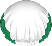 Flag Of Nigeria Print Various Activities Shower Cap Reusable Soft And Lightweight Bath Hair Cap Long Hair
