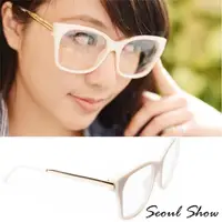 在飛比找momo購物網優惠-【Seoul Show】貓眼方框 平光眼鏡(2049霧白)
