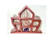 Wooden Crystal Shelf - Handmade Decor - Rose Gold