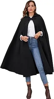 [Gihuo] Women's Wool Blend Hooded Cape Poncho Maxi Cloak Coat