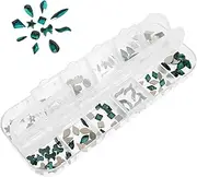 120pcs Nail Drill Nail Decoration Nail Art Glitter Sequins Flat Back Nail Charms Nail Charms for Acrylic Nails Nail Art Stones Dazzling Nail Stones Nail Bling Green Rhinestones