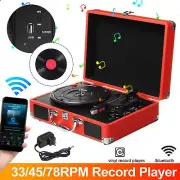 Bluetooth 33 45 78 RPM Record Player Gramophone Turntable Disc Vinyl Audio