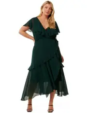 [Forever New Curve] Arianna Slip Wrap Dress in Green