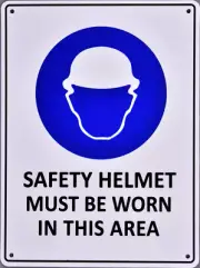 Safety helmets must be worn in this area - Mandatory Sign
