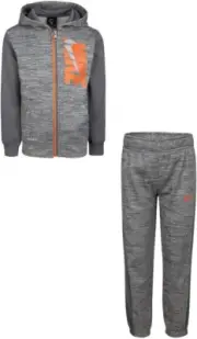 Toddler Boy's Nike 2 Piece Gray Orange Pants Hooded Jacket Set Size 24 Months