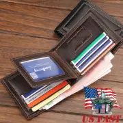 Mens Leather Bifold Purse ID Card Holder Slim Front Pocket Wallet Bifold Handbag
