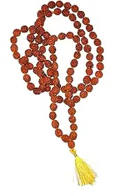 [Utkal Crafts] Rudraksha Beads Sacred Jaap Mala | Rosary | 108+1 Beads for Meditation, Japa, Prayer, Chanting | (7mm wide Bead Size) with Pouch, Standard, Plant Product, No Gemstone