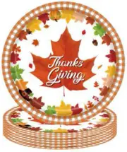 Thanksgiving Disposable Paper Plates Autumn Maple Leaf Print Dessert Plates for