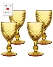 Vista Alegre Bicos Set of 4 Amber Water Goblets with $8 Credit