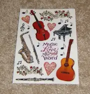 PSX Designs Sticker Sheet ~ Musical Instruments...Music Moments