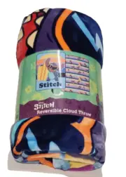 Character Youth Stitch Throw Blanket Reversible Plush Polyester 60” x 80”
