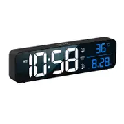 Big LED Digital Alarm Clock Temperature Date Display Desktop Clocks Voice Control