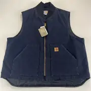 Carhartt V02 MDT Quilted Vest Men's 2XL Classic Navy Blue Duck Canvas NEW W/ TAG