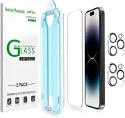 [2+2 Pack] Onetouch for Iphone 14 Pro Max 6.7" Glass Screen Protector with Came