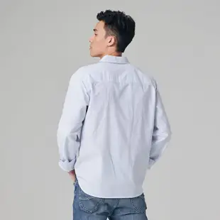 Lee 男款 寬鬆版 胸前三角小LOGO 直條紋長袖休閒襯衫 | Modern
