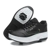 TUINANLE Wheel Walking Shoes for Men Double Wheel Pulley Shoes Students Invisible Girls Wheel Shoes black 39