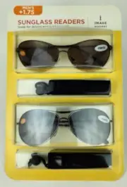 i IMAGE READERS 2 Pack Men's Sunglass Reading Glasses +1.75 with Power Lens