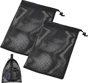Pump Barrier Pond Filter Bag with Drawstring, 2Pcs Black Media Large Pump Mesh Bags, Pond Pumps Filter Mesh Bags, Drawstring Ponds Meshs Pumps Filters Bag for Outdoor Ponds, Small