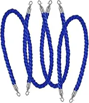 Rope Barriers, Rope Barrier Belt 4Ft/120cm Crowd Control Rope Barrier, with Hooks, Braided Hemp Rope Barrier for Queue Divider, Rope Barrier 1/1.5M Crowd Control Stanchion Rope 3/4/5Ft, Twisted Hemp Ropes(Blue,1.4m(4.6 feet))