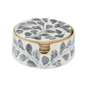 6pc Coast To Coast Home Inlay Coasters 10cm Grey/Ivory