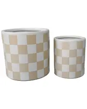 Flora Bunda Set of 2 Checker Planters