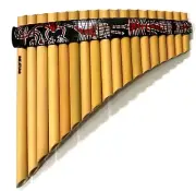 Pan Flute 18 pipes Nazca Designs + Case-Natural Bamboo