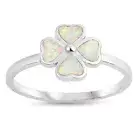 Four Leaf Clover Sterling Silver Ring 925 Design Lab Opal Ring Size 5 6 7 8 9 10