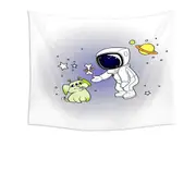 Cute and Funny Astronaut and Alien Dog Tapestry