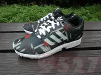 在飛比找Yahoo!奇摩拍賣優惠-9527 Adidas ZX Flux 黑紅 花朵 花花 玫