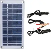 12V 8.5W Portable Solar Panel Semi-Flexible with Alligator Clips and USB Output for Car Battery Phone Charging Maintenance Outdoor Camping Fishing Boat RV