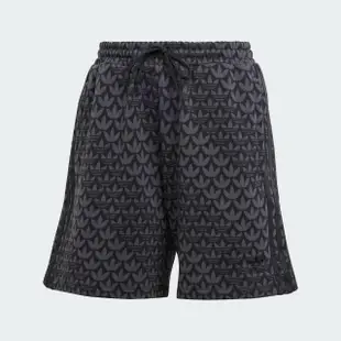 【adidas 愛迪達】Monogram Short 女 短褲 亞洲版 休閒 滿版 Logo 柔軟 舒適 黑(II3189)